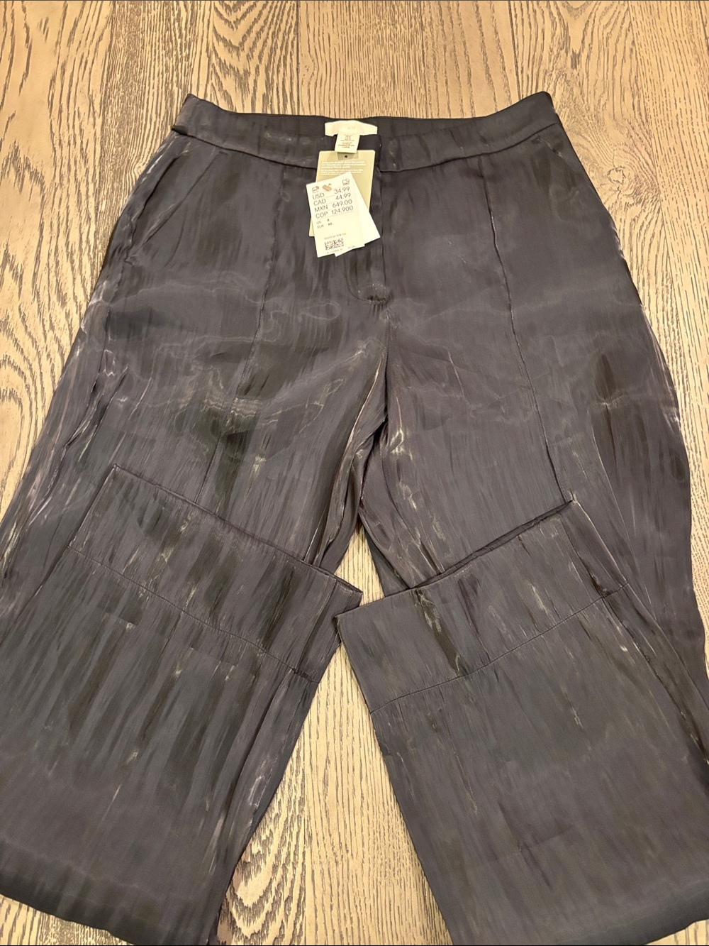 H&M Charcoal Black Wide-Leg Trousers
